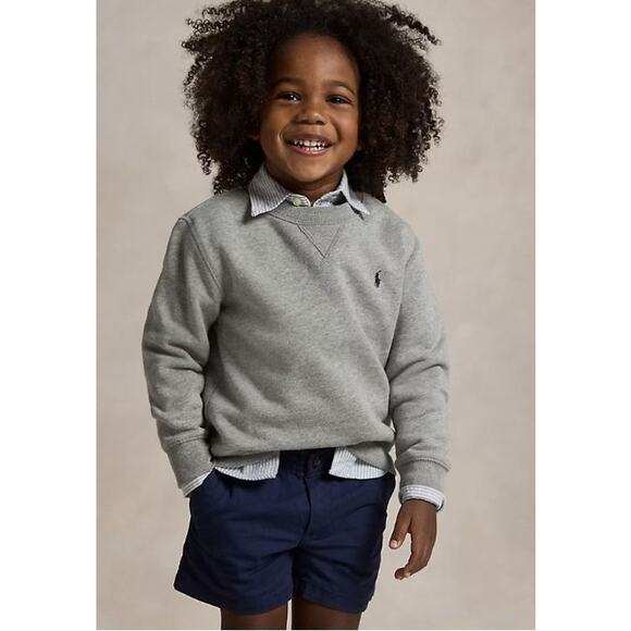 Polo Ralph Lauren Kids Fleece Sweatshirt Crew Neck Sweater Sport Heather Gray 4T - Picture 1 of 7